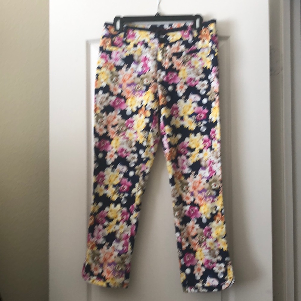 Anthropologie floral crop pants